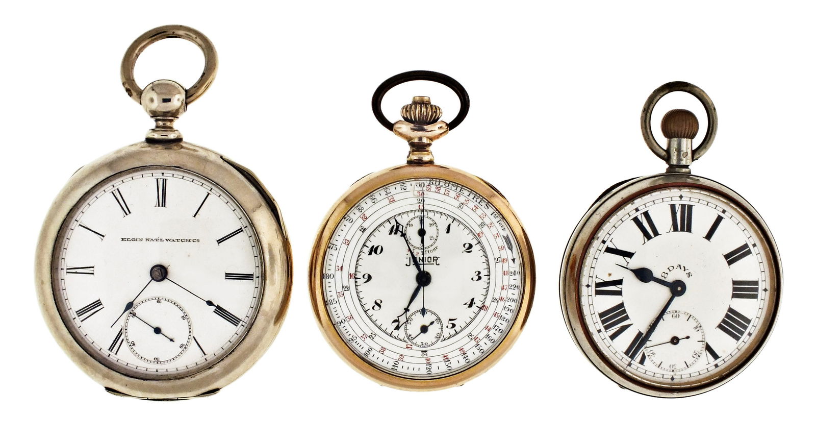 A lot of three pocket watches including a chronograph (1 of 3)