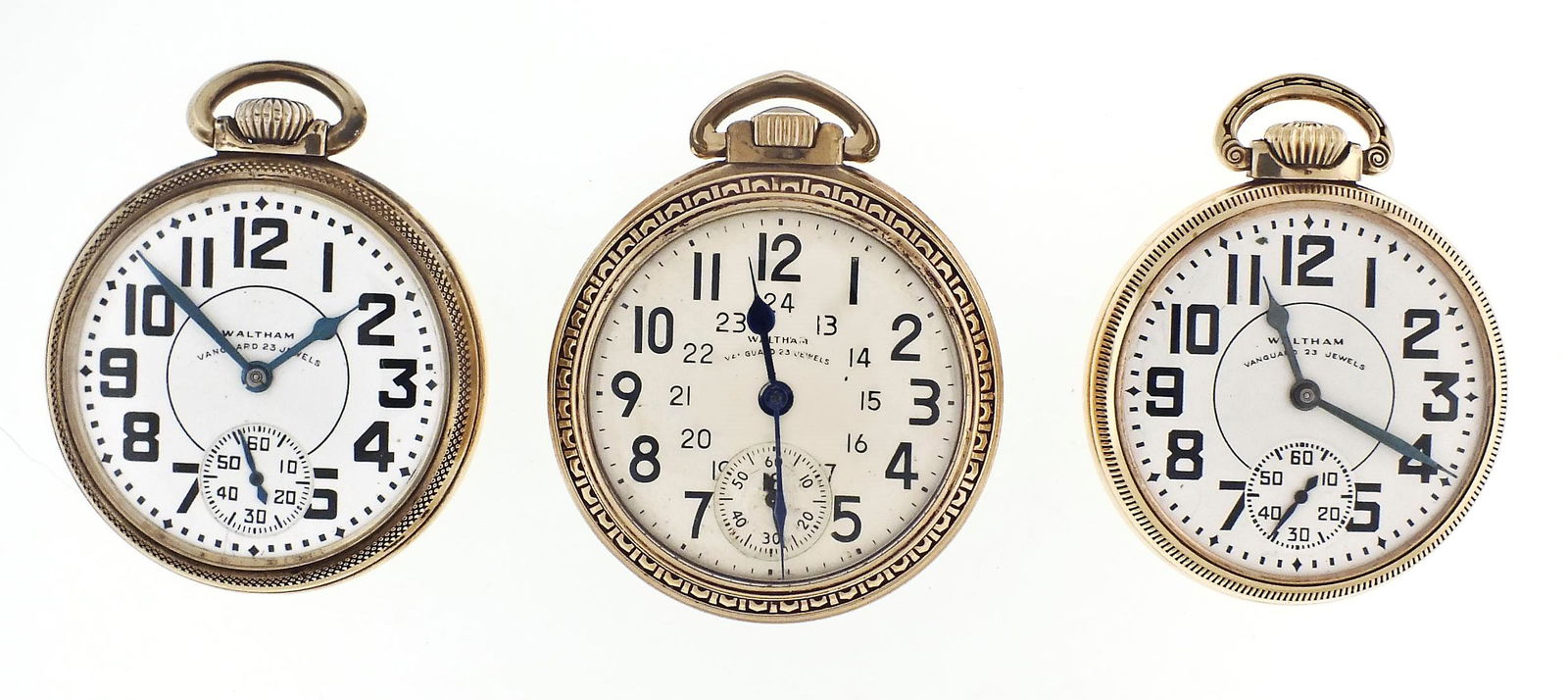 A lot of three 16 size 23 jewel Waltham pocket watches (1 of 3)