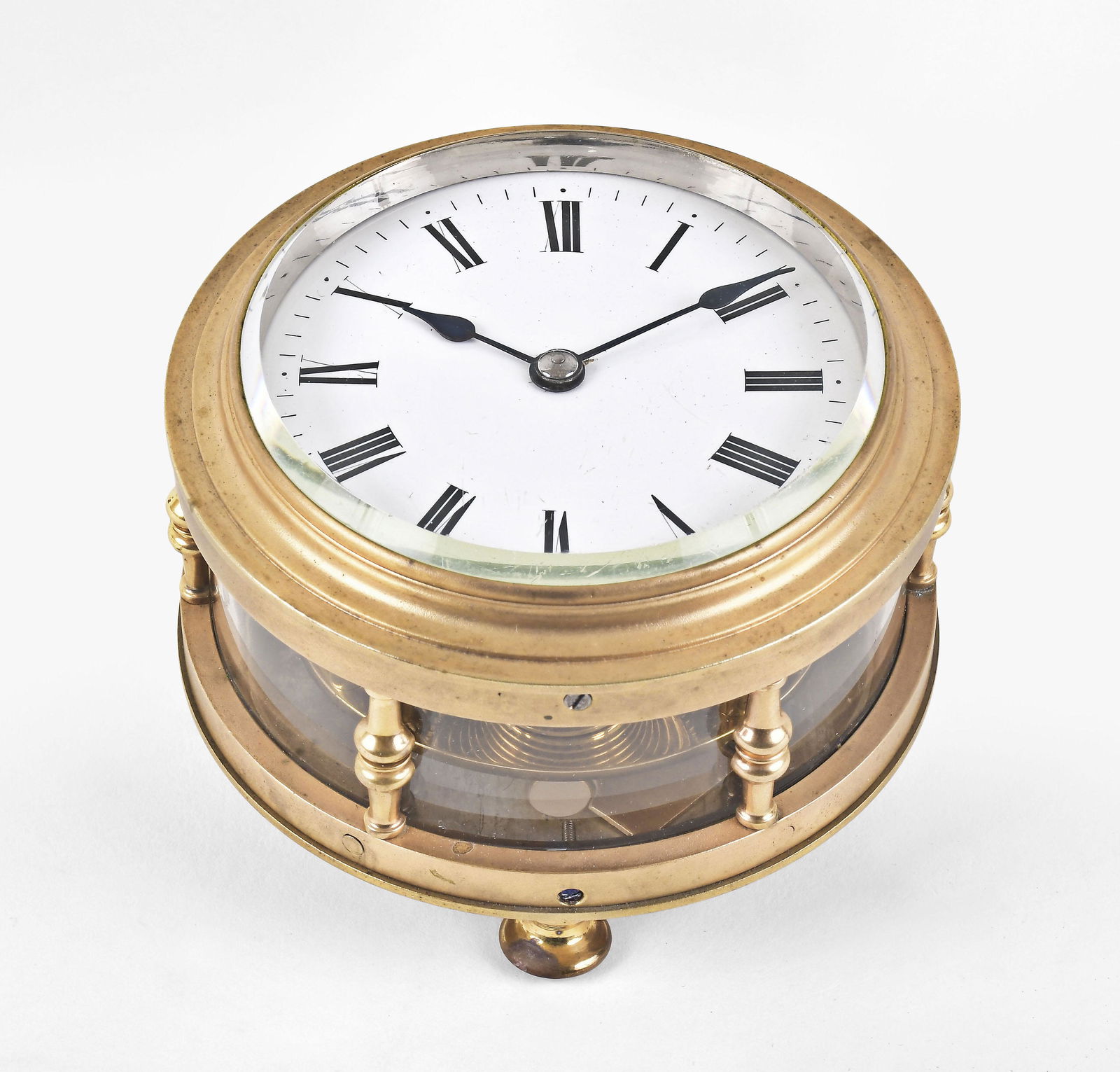 An interesting cylindrical table clock with unusual lever escapement (1 of 8)