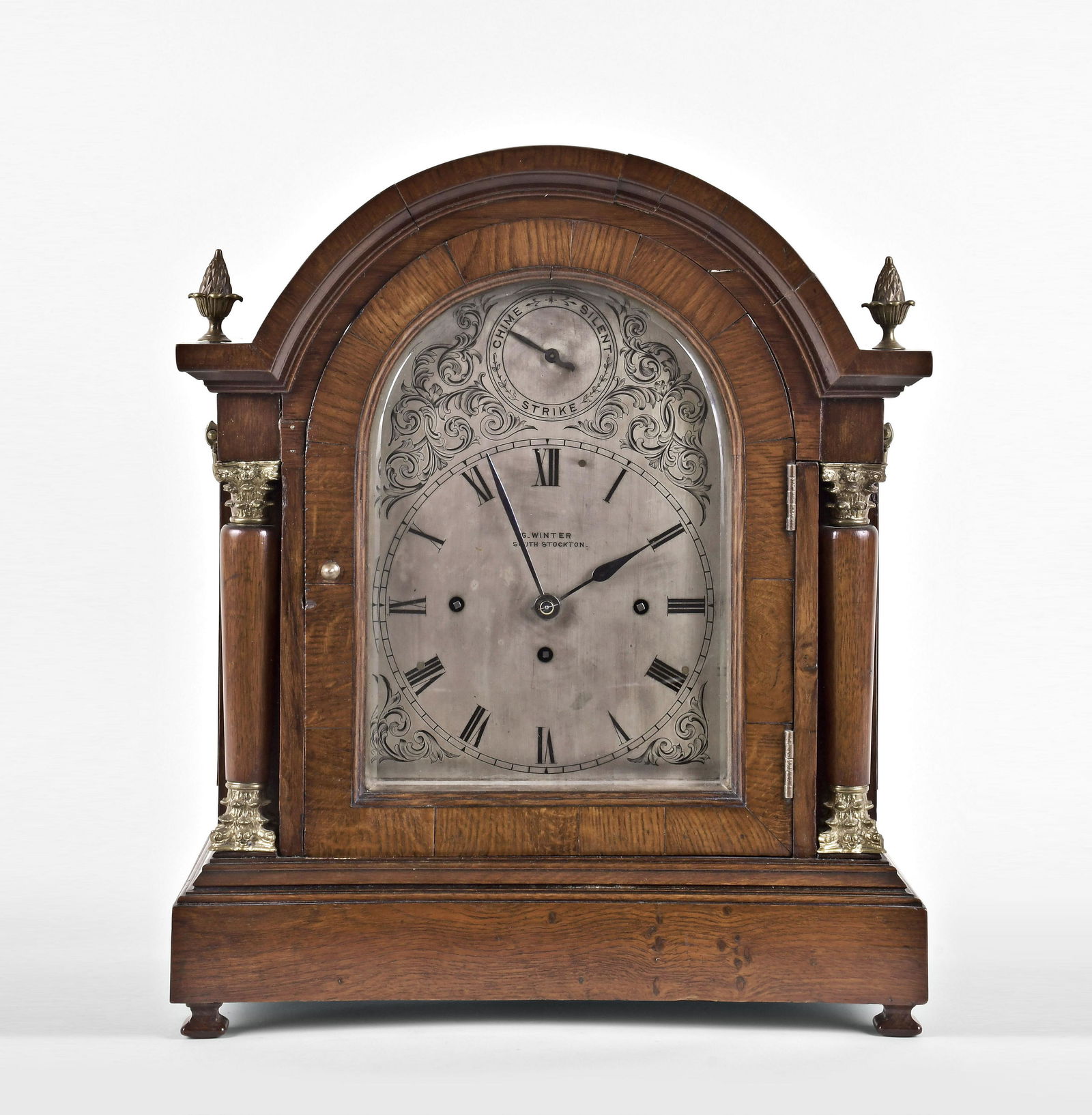 English Three Train Bracket Clock Signed G. Winter (1 of 8)