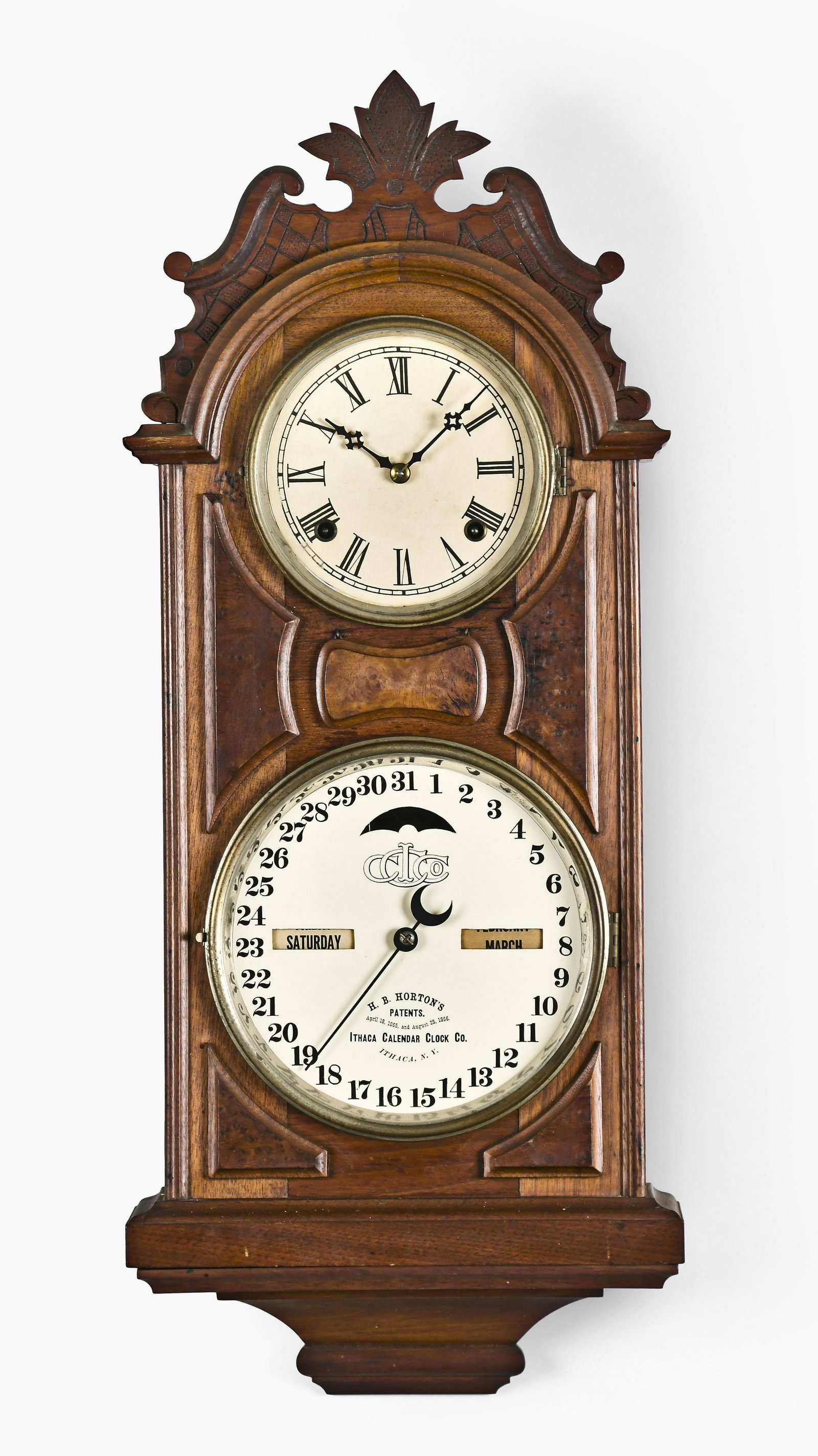 Ithaca Checker Board Hanging Calendar Clock (1 of 6)