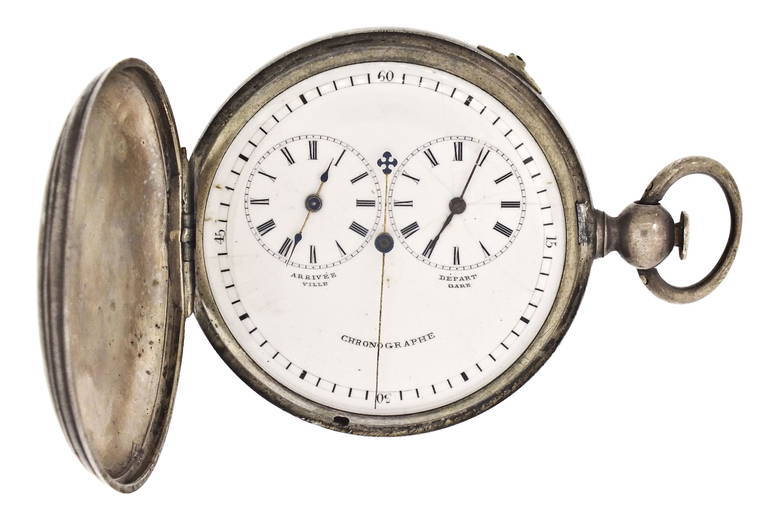 An Unusual Swiss Dual Time Zone Pocket Watch With Lever Duplex Escapement