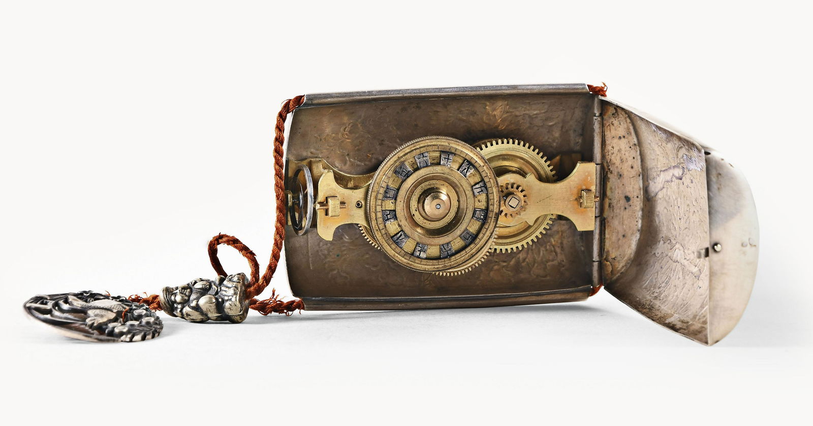 An interesting later 19th century silver Japanese Inro Dokei (1 of 7)