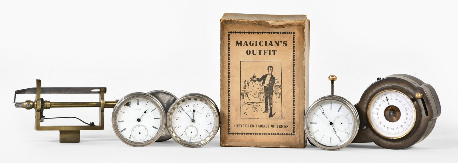 A lot of four Swiss pocket watch movements a bench micrometer and more (1 of 1)