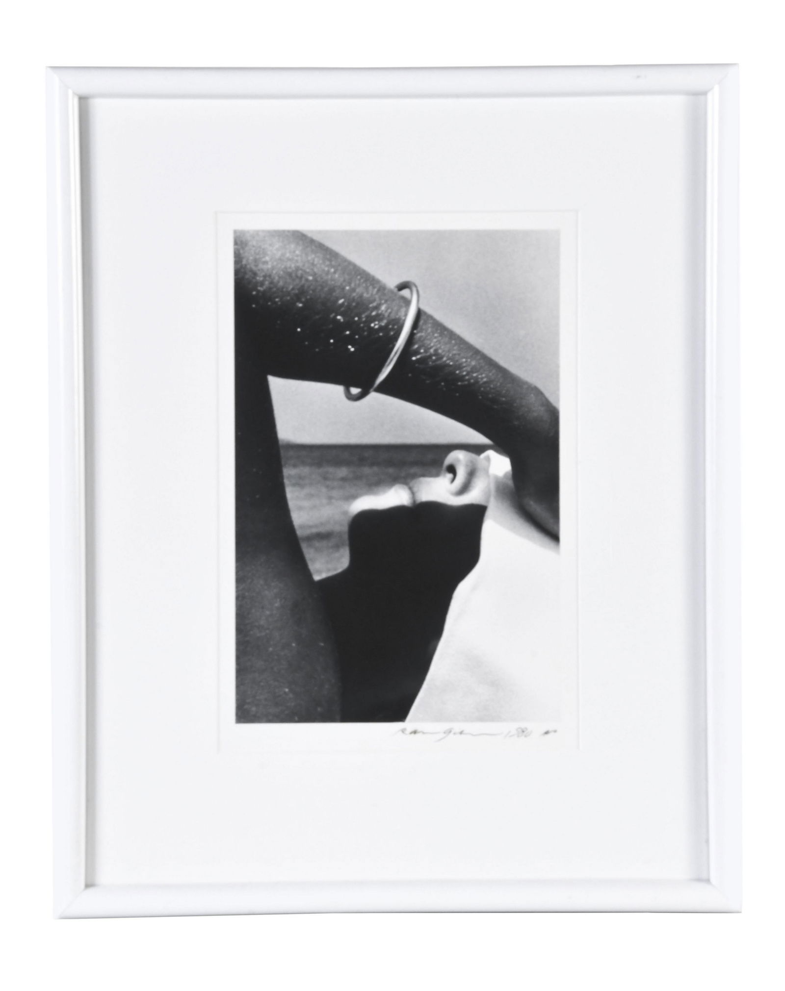 Mary Jane in Sardinia silver print by Ralph Gibson: Ralph Gibson, "Mary Jane in Sardinia", gelatin silver print, matted and framed, print signed lower right, verso signed in graphite "To Alan in Aspen Ralph Gibson 1980 NY", print dimensions 11 x 14, fr