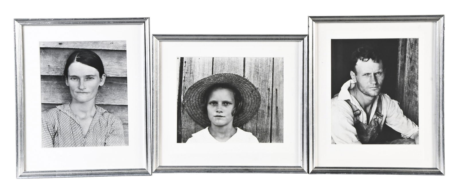 A lot of eight Library of Congress silver prints by Walker Evans: Walker Evans, a lot of eight gelatin silver prints, printed late 20th c., from Library of Congress negatives, all matted and framed