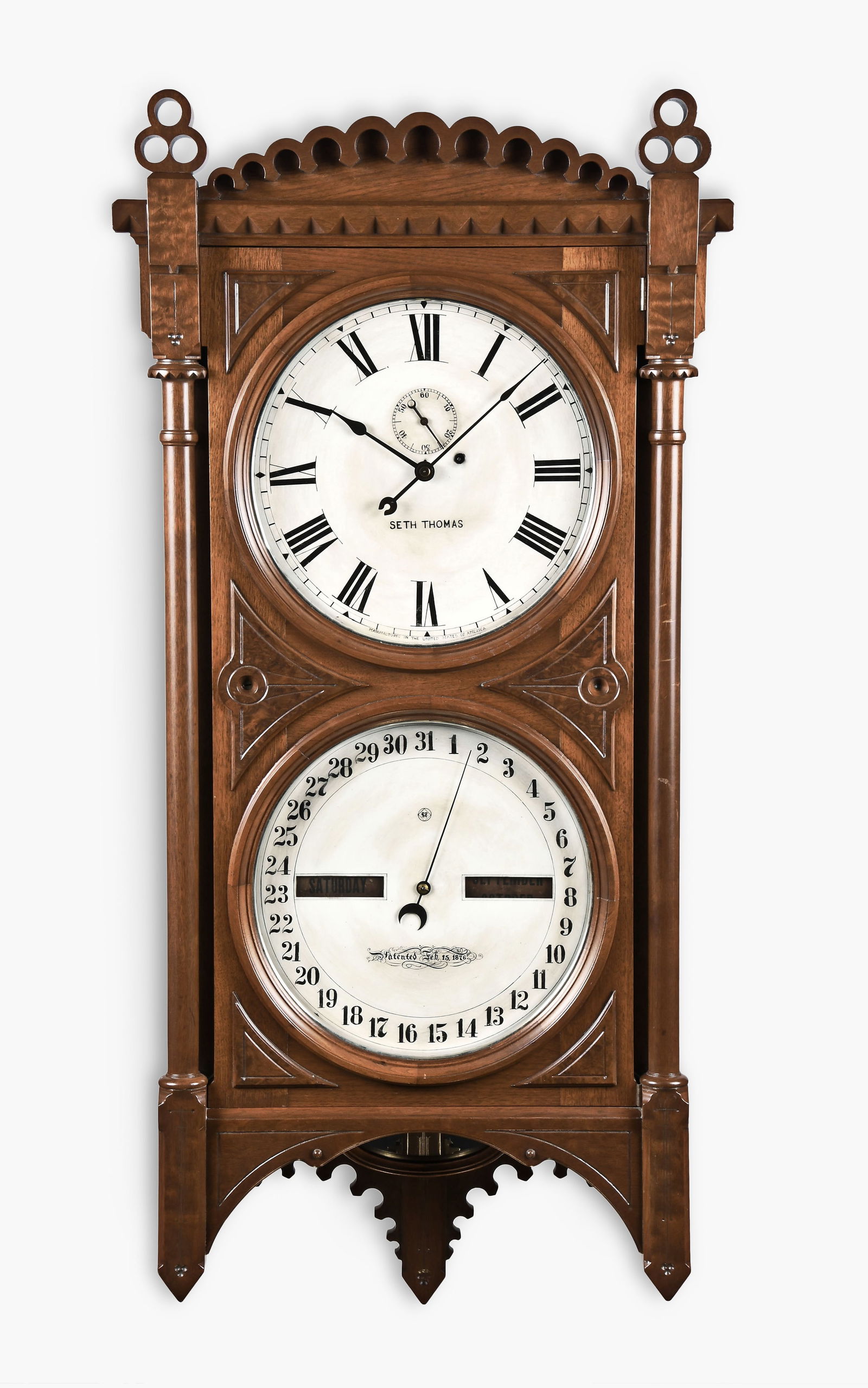 Seth Thomas Office Calendar No. 5 double dial calendar clock (1 of 11)