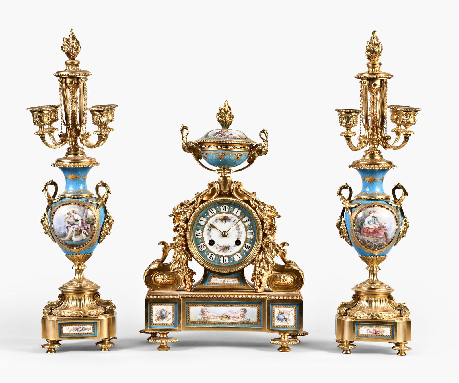 A very attractive late 19th century French three piece clock garniture (1 of 15)