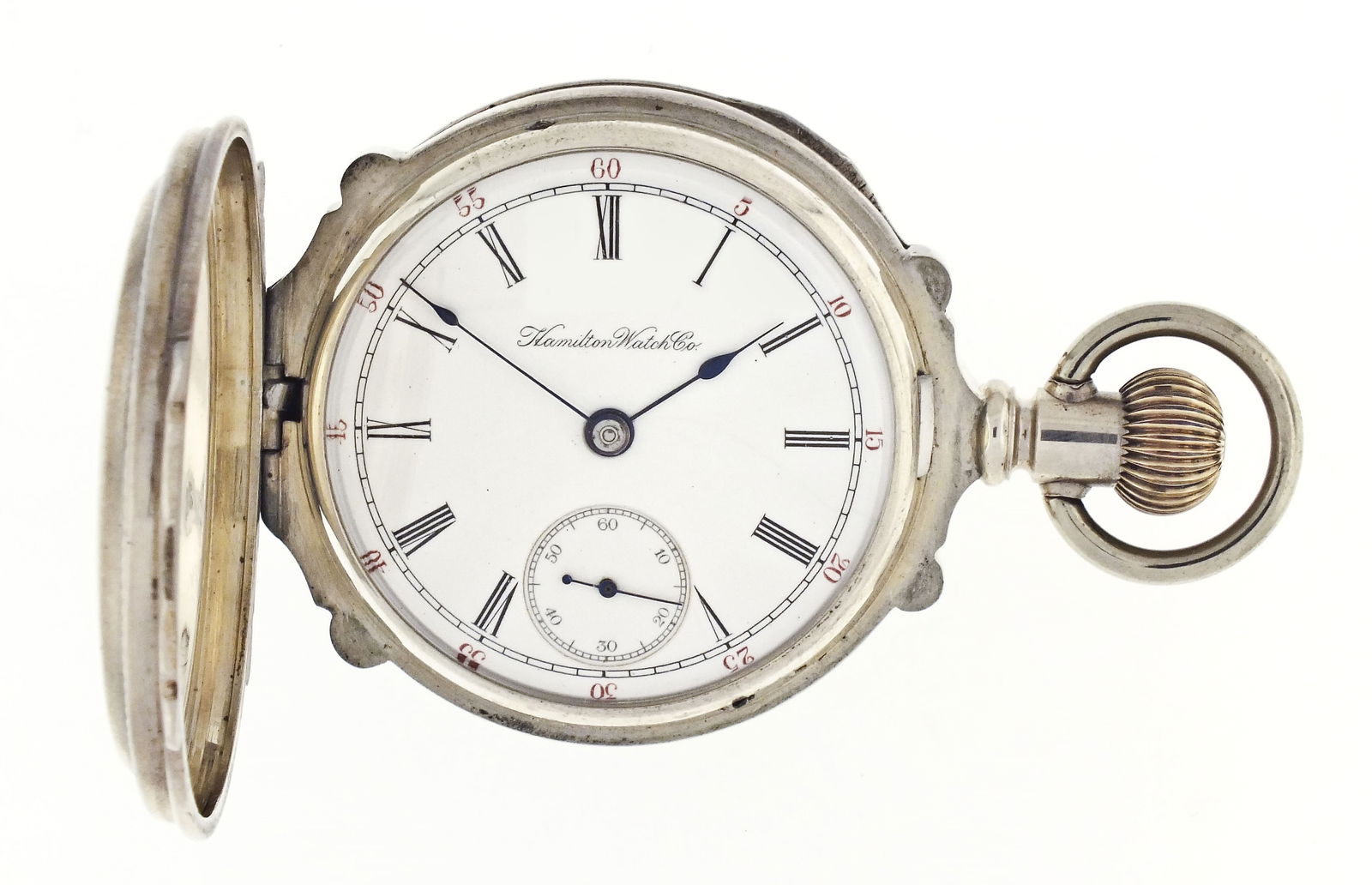 A Hamilton grade 931 pocket watch with coin silver box hinge hunting case (1 of 11)