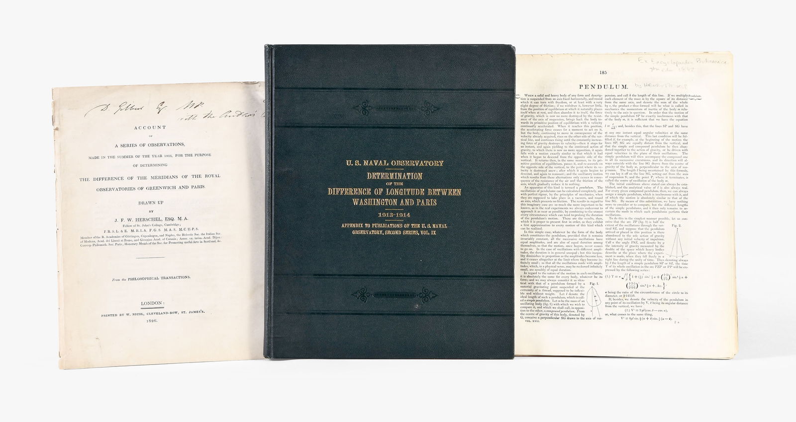 A lot of three publications on pendulums and the determination of longitude (1 of 3)