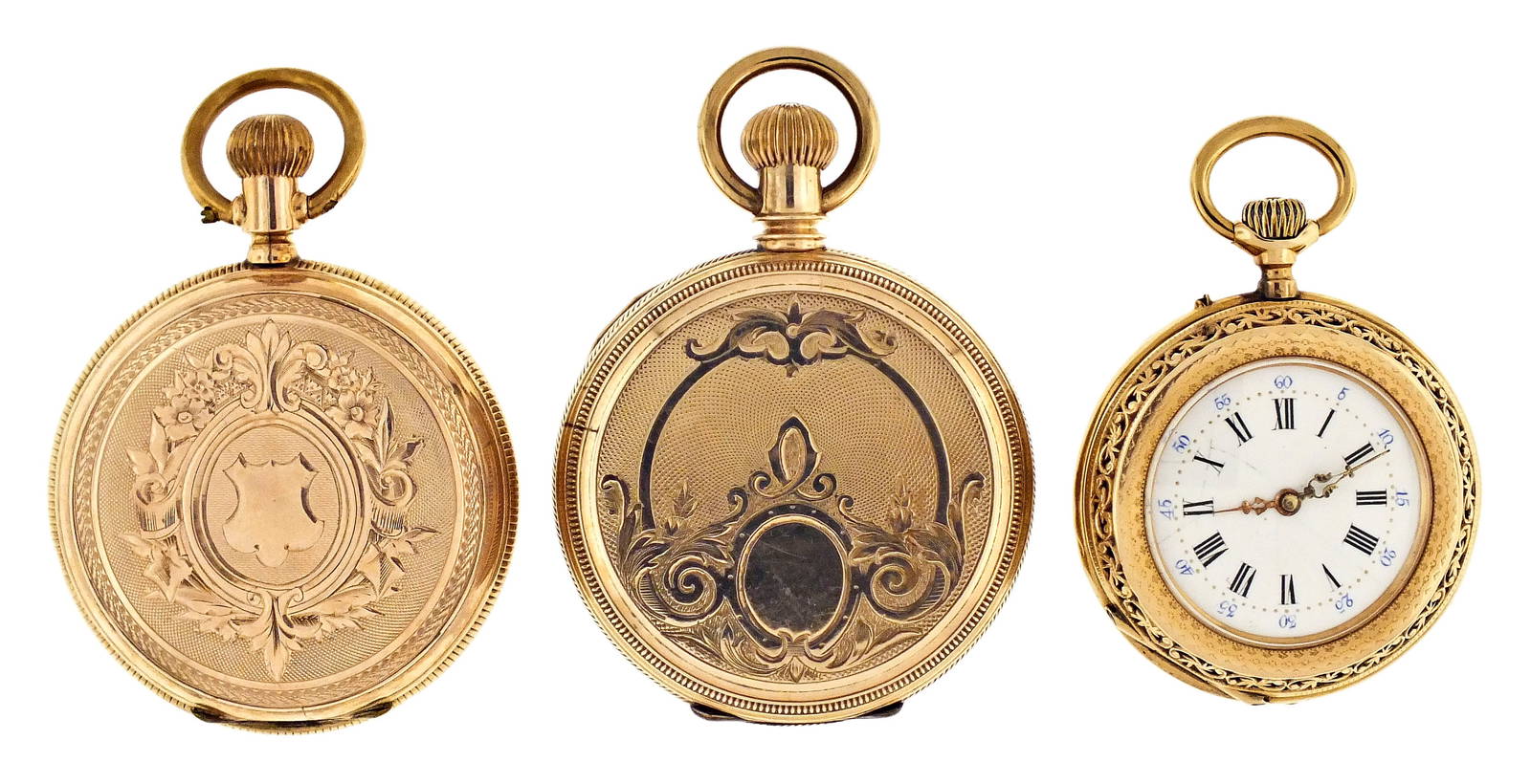 A Lot Of Two Gold Pocket Watches And A Gold Pocket Watch Case Auction