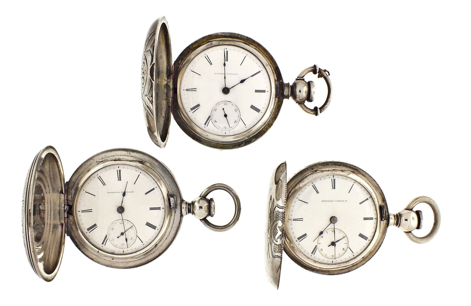 A lot of three American pocket watches in silver cases (1 of 3)