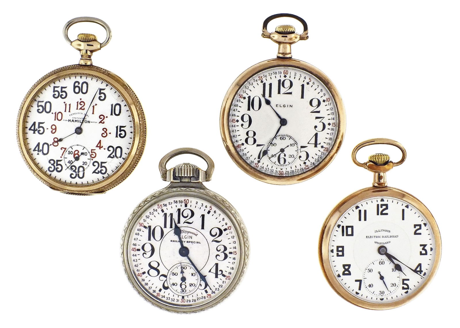 A good lot of four 16 size American pocket watches (1 of 4)