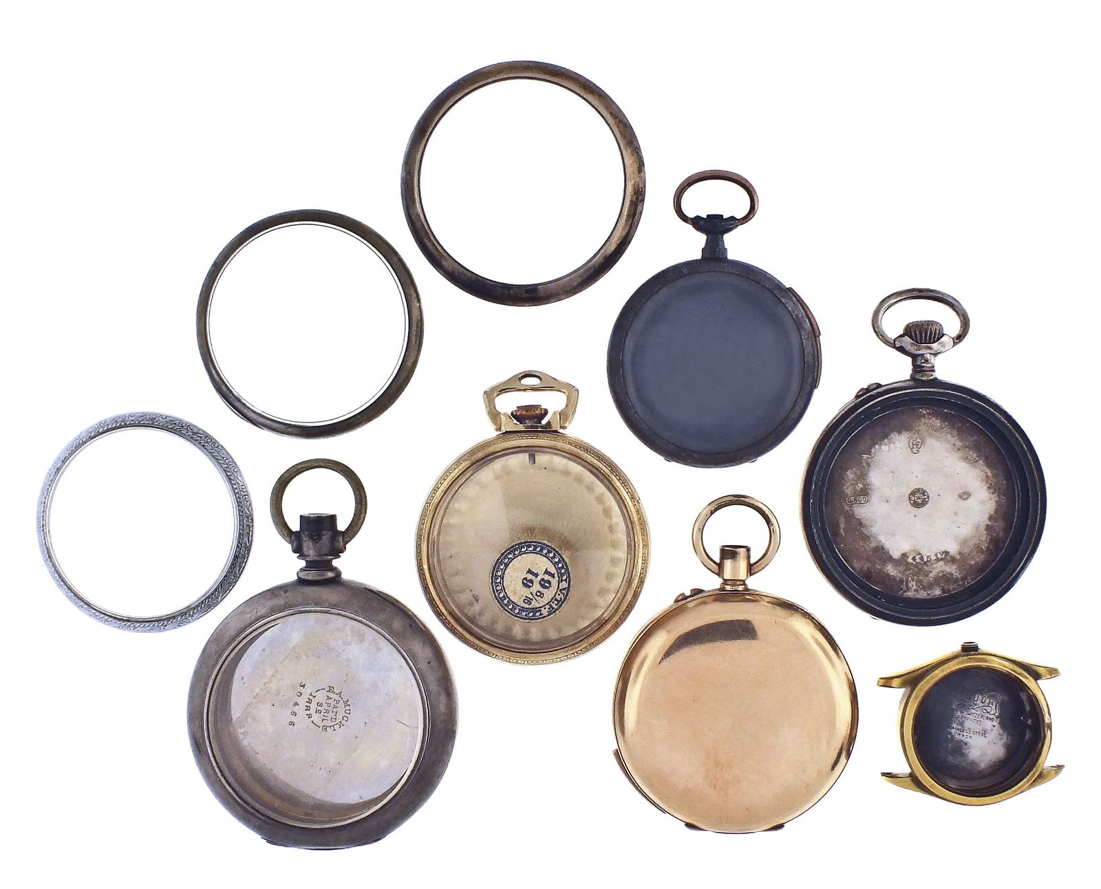 A Lot Of Pocket And Wrist Watch Cases Including A Ball A Muckle And Two