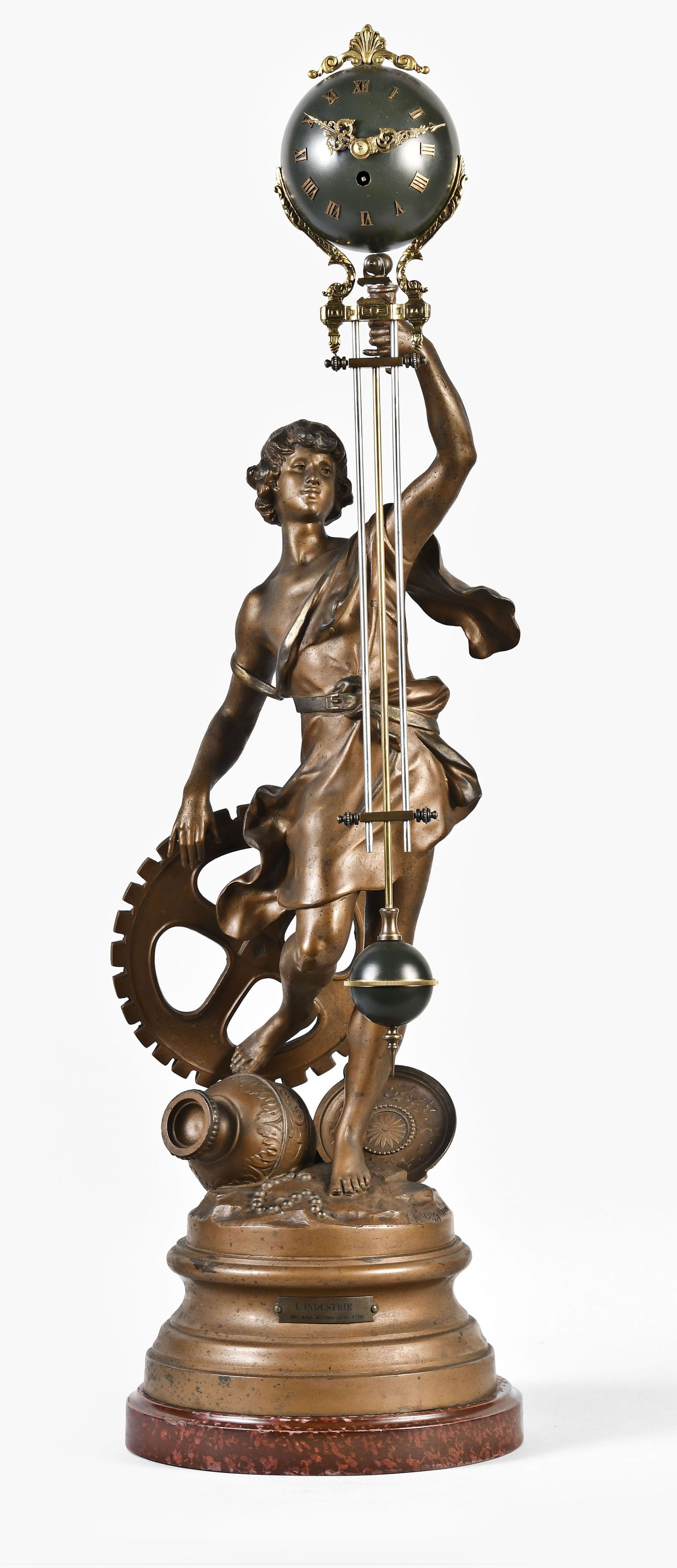 A large early 20th century French swinging mystery clock (1 of 8)