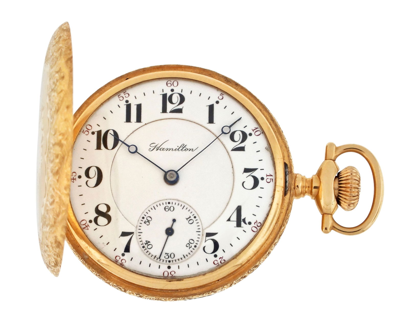 An early 20th century Hamilton 961 pocket watch with gold hunting case (1 of 9)