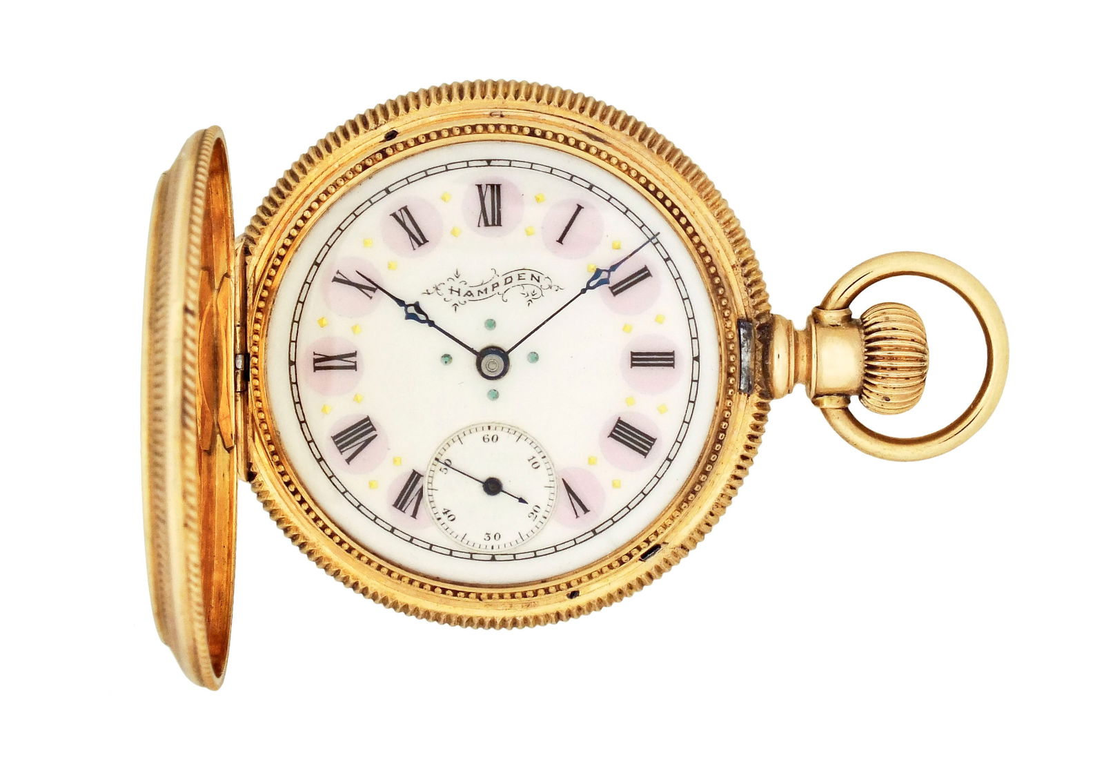 A late 19th century Hampden lady's gold hunting case pocket watch (1 of 10)