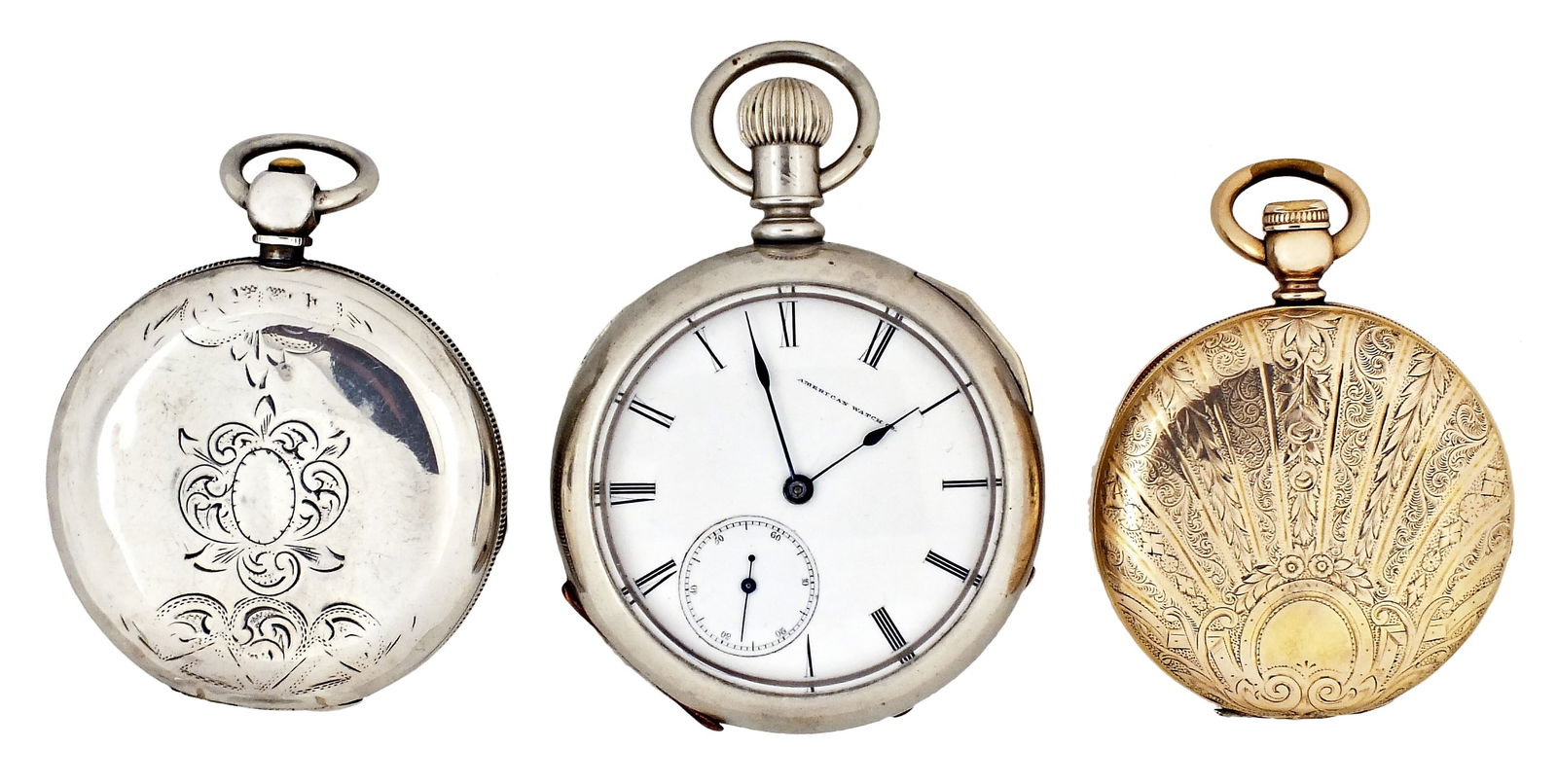 A lot of three American pocket watches (1 of 12)