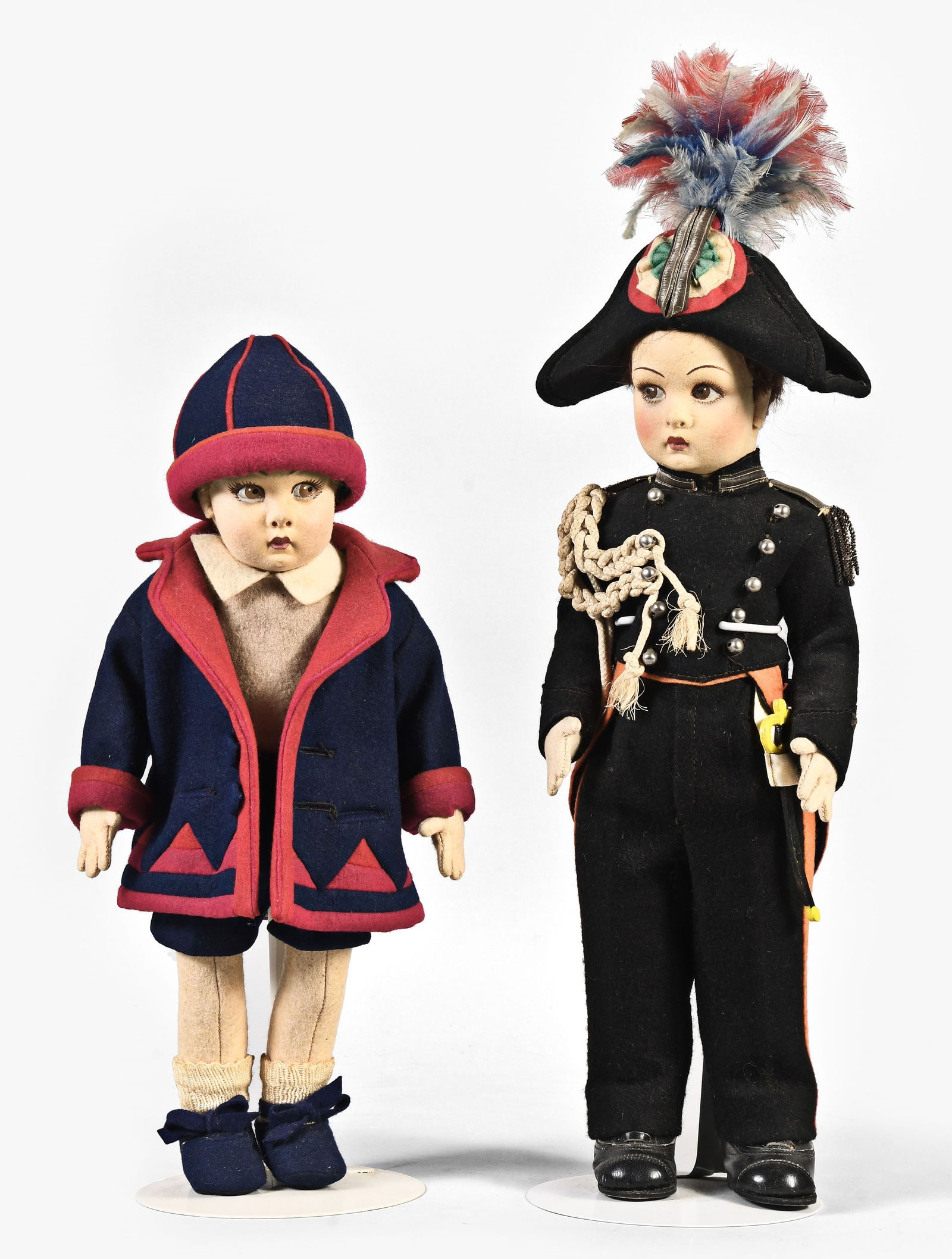 A lot of two Lenci felt dolls including a boy dressed as Napoleon (1 of 4)