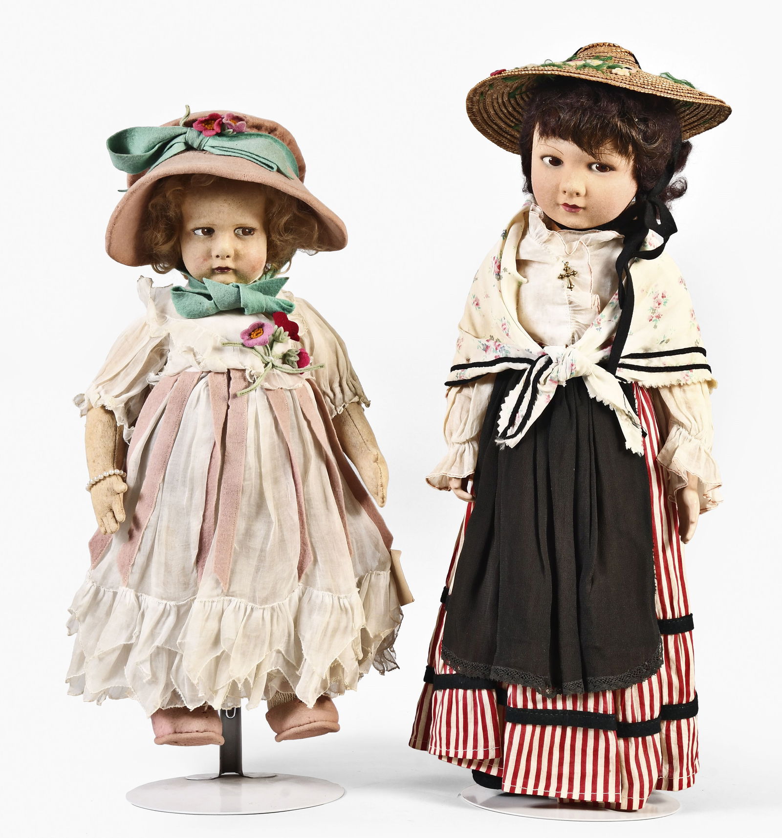 A lot of two felt and cloth dolls by Lenci and Raynal (1 of 4)