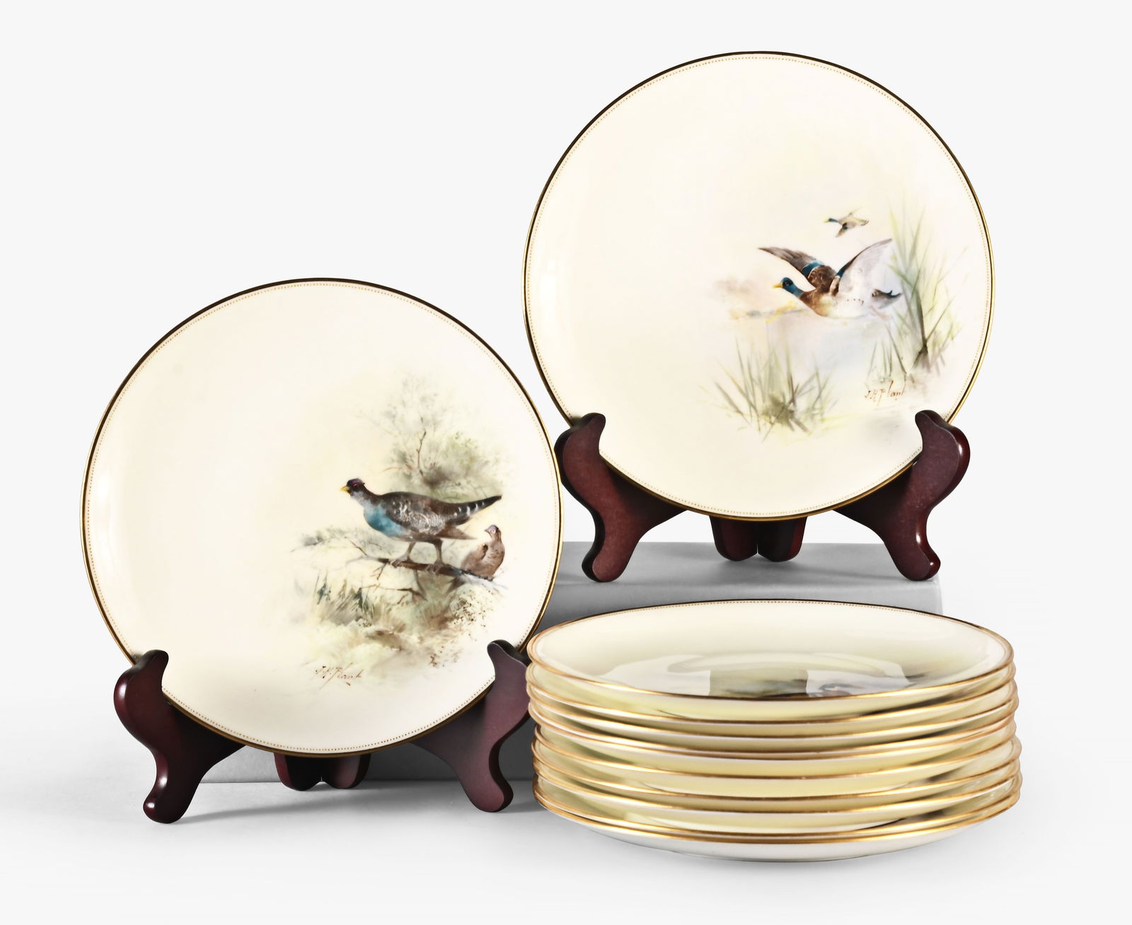 Twelve early 20th century Royal Doulton game bird plates for Gilman Collamore & Co. by J.H. Plant (1 of 6)