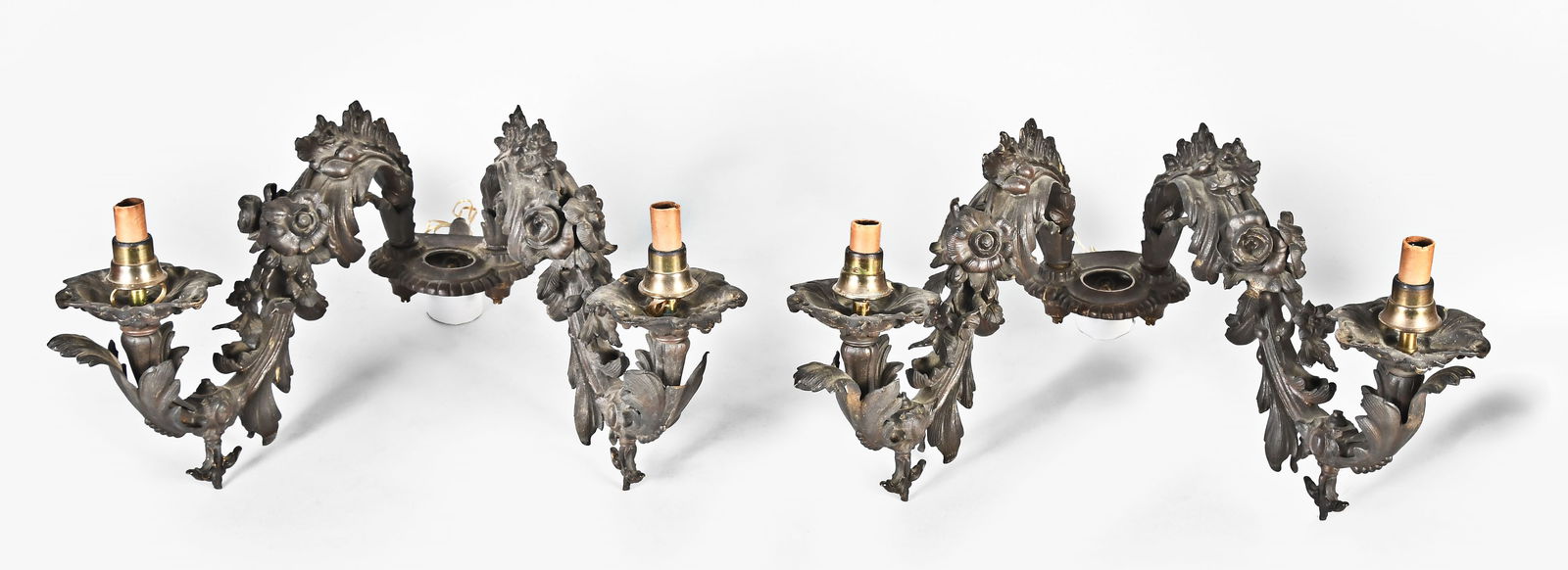 A lot of six mid 19th century rococo revival gas sconces (1 of 7)