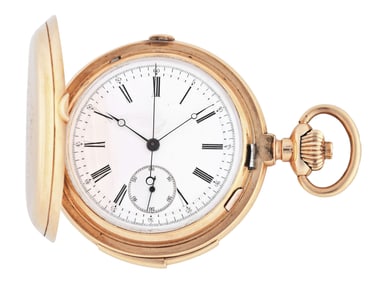 A late 19th century Swiss gold minute repeating pocket chronograph