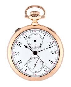 A good early 20th century split seconds pocket chronograph attributed to C.H. Meylasn