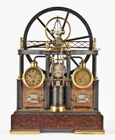 A rare late 19th century French industrial steam engine and flywheel compendium