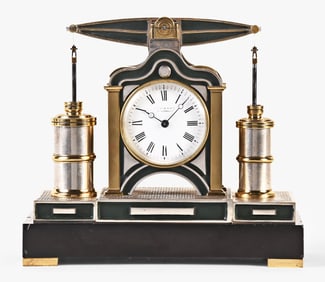 A good late 19th century industrial beam engine clock by Andre Romain Guilmet