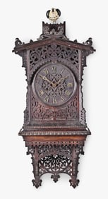 Johann Baptiste Beha rare gothic hanging cuckoo clock with exposed animated bird