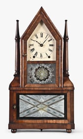 Birge & Fuller wagon spring double steeple shelf clock