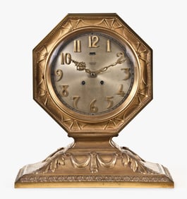 A Tiffany & Co. gilded mantel clock