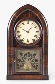 Brewster & Ingrahams round gothic or beehive shelf clock with Kirk's patent iron backplate movement