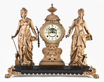 Ansonia Clock Co. Art & Commerce figural clock