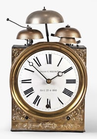 A three train Morbier movement dial and pendulum