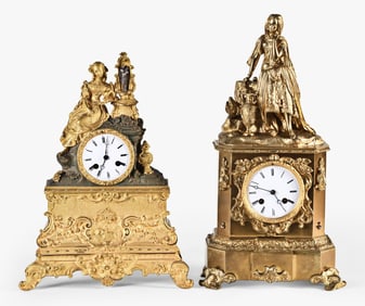 A lot of two French empire figural clocks