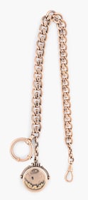 An unusual early 20th century 14 karat gold pocket watch chain