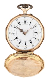 An early 20th century Swiss gold pendant watch and chain