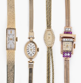 A lot of four lady's gold wrist watches