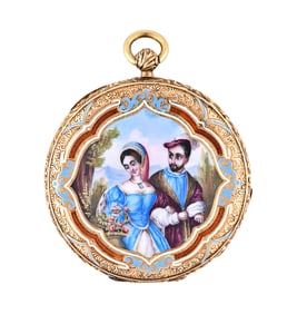 A mid 19th century gold and enamel pocket watch signed Berthoud