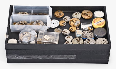 A large lot of Swiss and American pocket and wrist watch movements