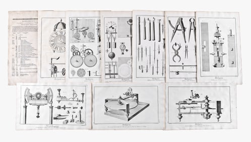 The horology text and plates from Diderot and D'Alembert's encyclopedia, and two books on clocks