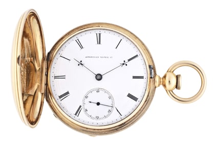 A late 19th century gold Waltham model 1870 pocket watch with research about owner