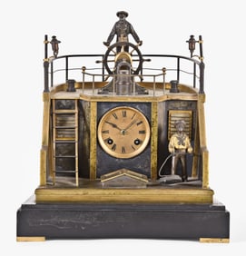 A late 19th century French quarter deck mystery clock by Andre Romain Guilmet