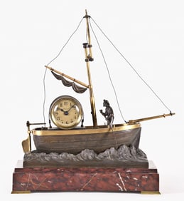 A good late 19th century French Industrial Oarsman clock by Andre Romain Guilmet