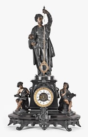 A late 19th century mystery clock by Guilmet with crank and stirrup escapement