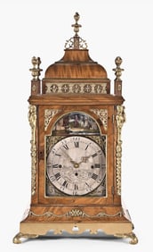 A good late 18th century 1/4 chiming musical table clock with automata signed Higgs & Diego Evans