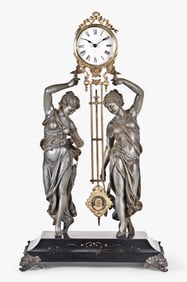 An Ansonia Clock Co. Double Figure Swing swinger mantel clock