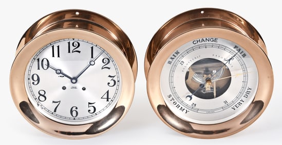 A Chelsea Clock Co. Commander ship's clock and barometer